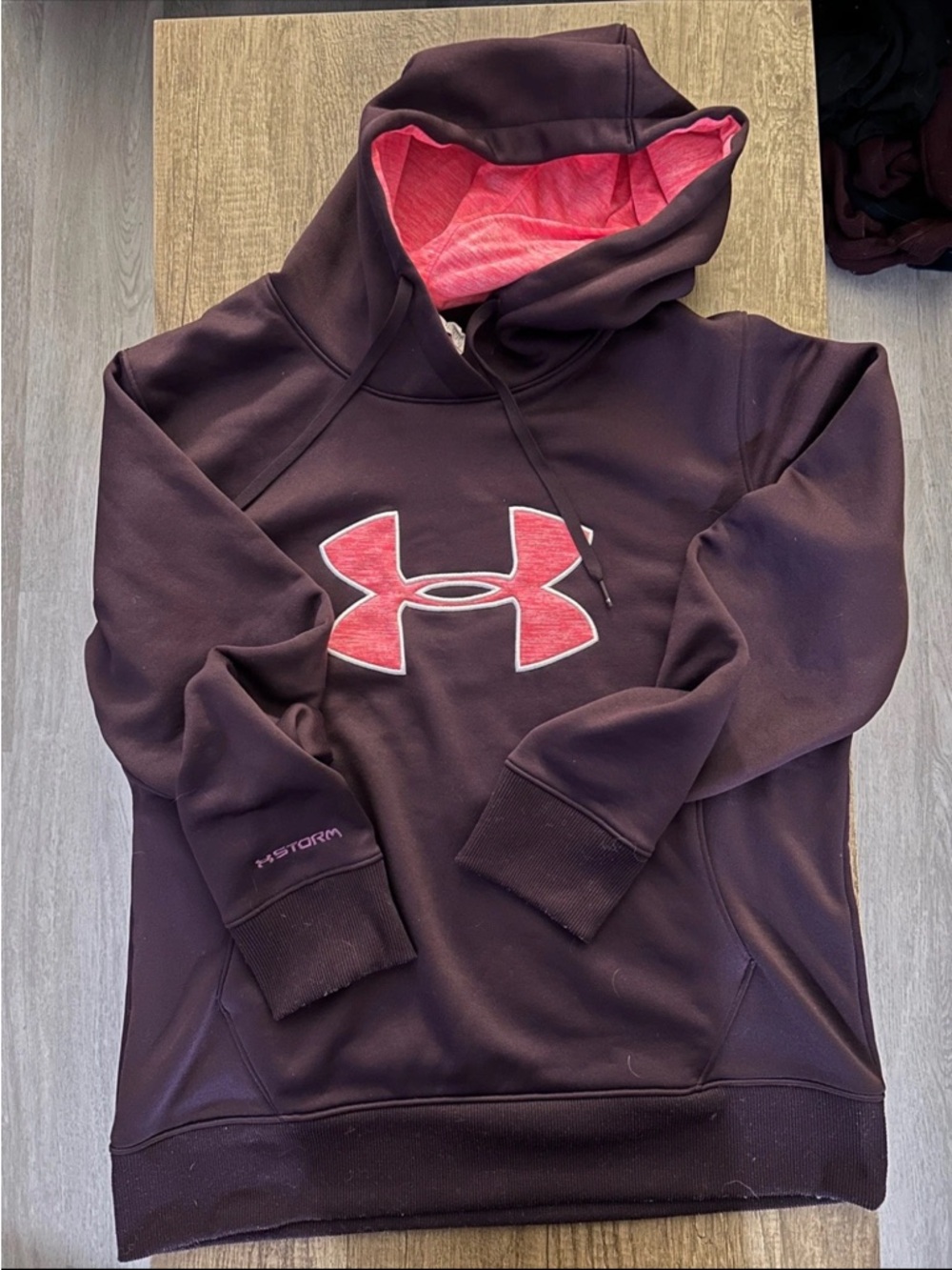 Under Armour Pink-Accented Purple Hoodie Size Large